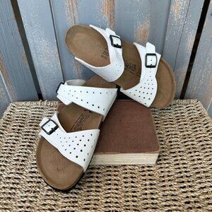 Birkenstock Birki's Freeport Two Strap Perforated Sandal White Sz 41, L 10, M 8